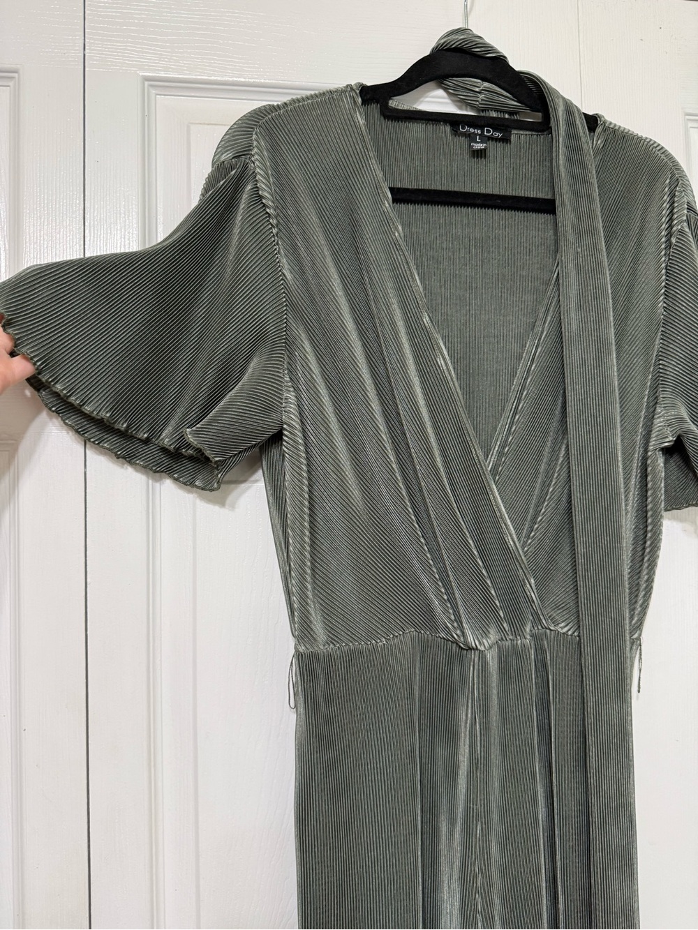 Dress Day sage Green Pleated Wrap Jumpsuit - formal black tie